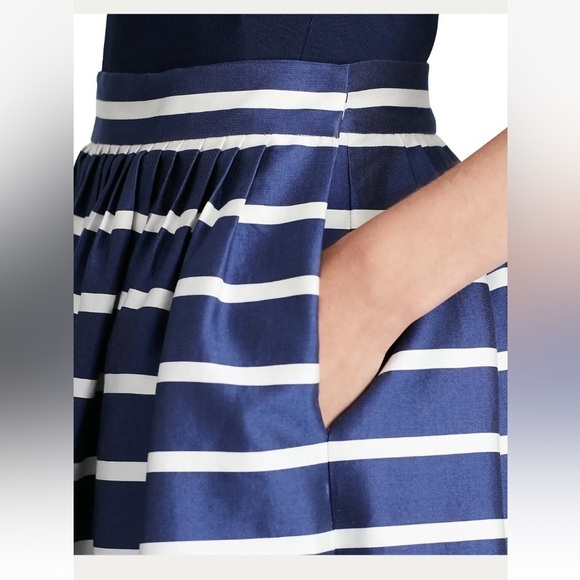 Polo Ralph Lauren Striped A-line Silk/Cotten Blend Navy/white Skirt - Picture 13 of 16